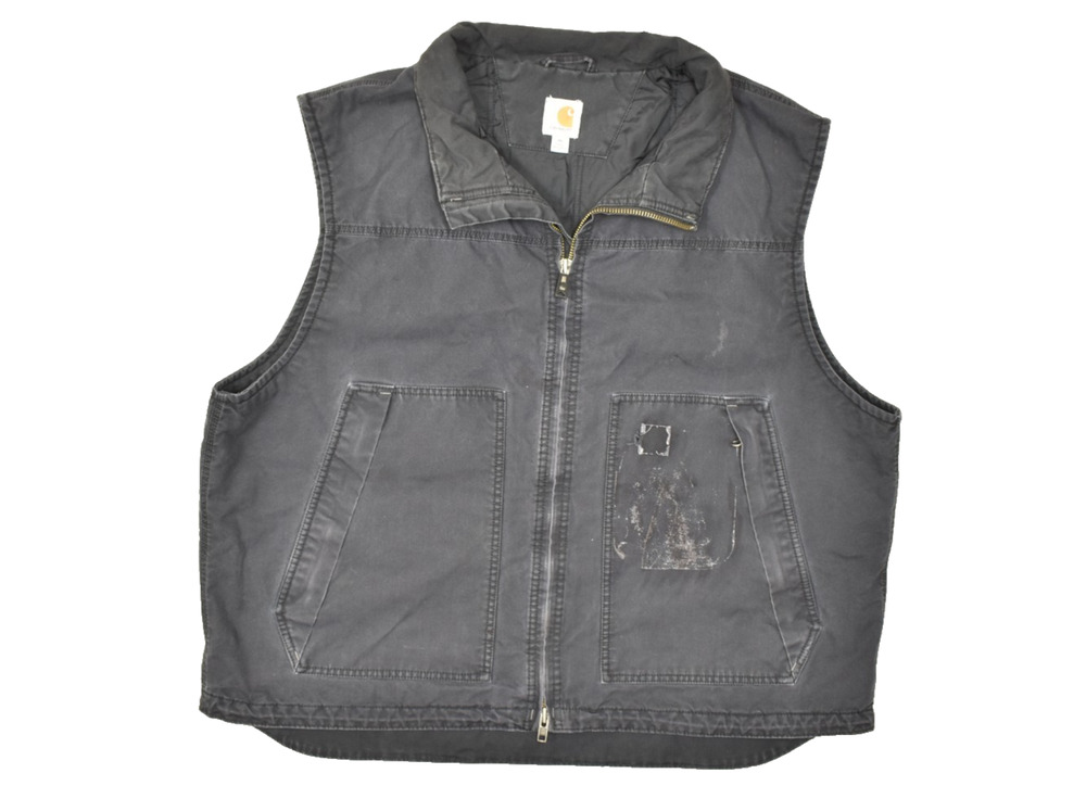 Carhartt Quick Duck Vest Men 3XL Black Full Zip Canvas Workwear Pockets Heavywei